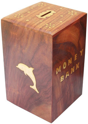 

Worthy Shoppee cuboid shape piggy bank Coin Bank(Brown)