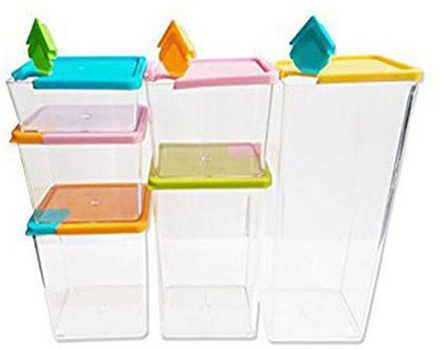 

Blue Birds House of Quirk 6 Pcs Stackable & Space-Savvy Pocket air tight block container Food Storage Box Container Condiment Set(Plastic)