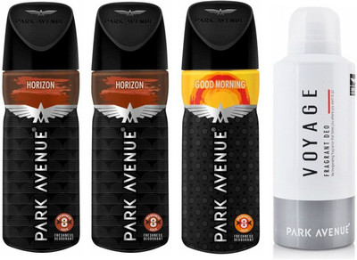 

Park Avenue 2 Horizon and 1 Good Morning and 1 Voyage Deodorant Combo Pack of 4 Deodorant Spray - For Men(520 ml, Pack of 4)