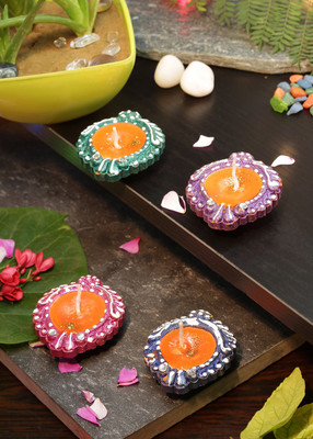 

Little India Earthenware (Pack of 4) Table Diya Set(Height: 1 inch)