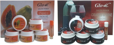 

Glow Right (PAPAYA FACIAL KIT 300g + GRAPES & WINE FACIAL KIT 300g) 600 g(Set of 12)