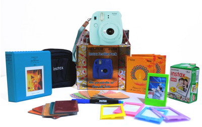 View Fujifilm Instax mini 9 Ice Blue Festive pack Instant Camera(Blue) Camera Price Online(Fujifilm)