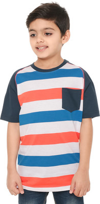 

Body Glove Boy's Striped Cotton T Shirt(Multicolor, Pack of 1, Blue