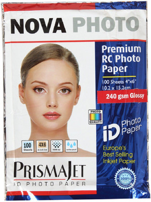 

Nova Premium RC Glossy 240 gsm ( 4inx6in) unruled 4x6 Inkjet Paper(Set of 1, White)