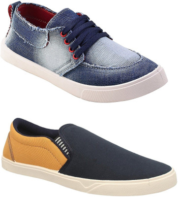 

Chevit Men's Combo Pack of 2 Sneakers For Men(Blue, Beige