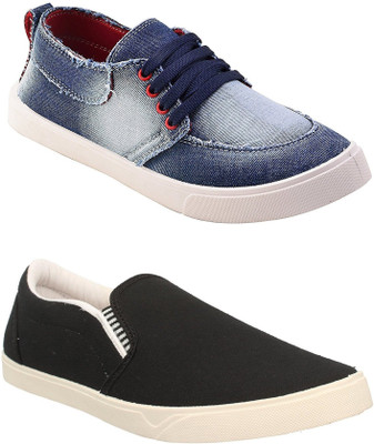 

Chevit Men's Combo Pack of 2 Casuals For Men(Blue, Off White, Blue & black