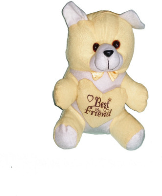 

CJ Stuffed Soft Cute Teddy Bear with Ribbon and heart Message Best Festival gift for kids 25 cm - 25 cm(Gold, White)