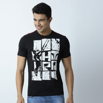 HUETRAP Graphic Print Men Round Neck Black T-Shirt