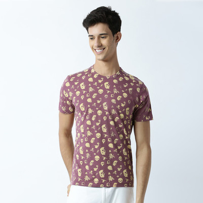 HUETRAP Graphic Print Men Round Neck Maroon T-Shirt