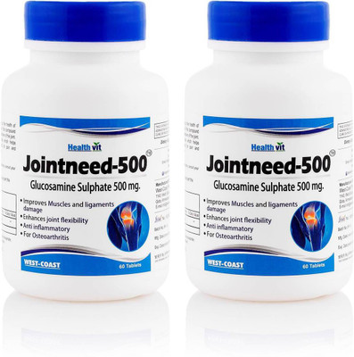 

HealthVit Healthvit Jointneed-500 Glucosamine Sulphate 500MG - Pack Of 2(60 No)