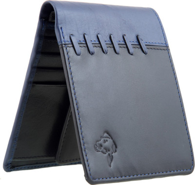 

MATHANI Men Blue Genuine Leather Wallet(8 Card Slots), Black