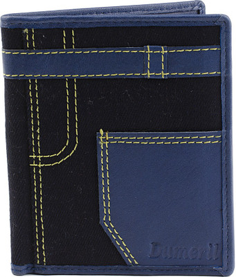 

Dumeril Men Blue, Black Canvas, Genuine Leather Wallet(10 Card Slots)