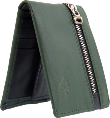 

MATHANI Men Green Genuine Leather Wallet(8 Card Slots)