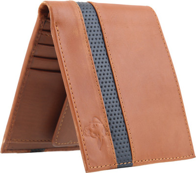 

MATHANI Men Tan Genuine Leather Wallet(8 Card Slots), Black