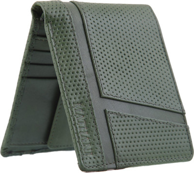 

MATHANI Men Green Genuine Leather Wallet(8 Card Slots)