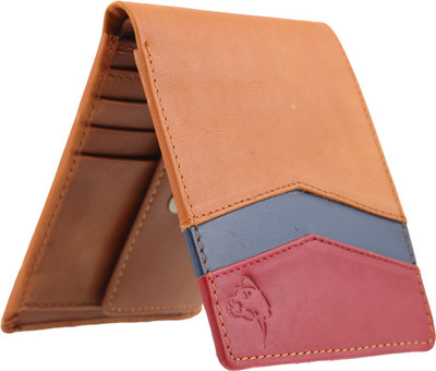 

MATHANI Men Tan Genuine Leather Wallet(8 Card Slots), Red