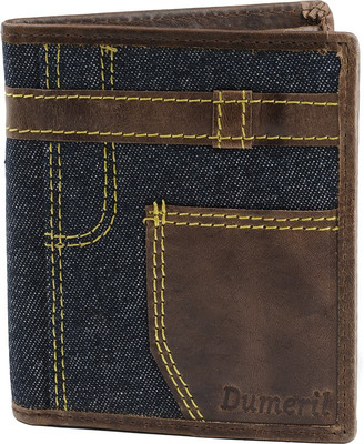 

Dumeril Men Brown Canvas, Genuine Leather Wallet(10 Card Slots)
