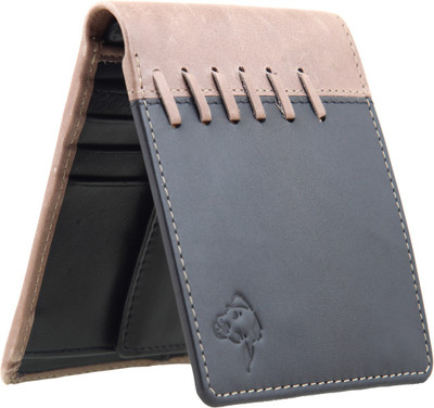

MATHANI Men Beige Genuine Leather Wallet(8 Card Slots), Black