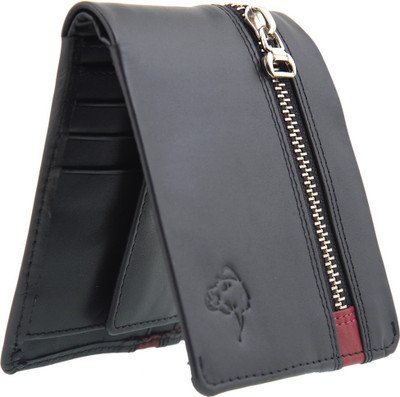 MATHANI Men Black Genuine Leather Wallet(8 Card Slots)