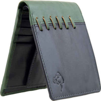 

MATHANI Men Green Genuine Leather Wallet(8 Card Slots), Black