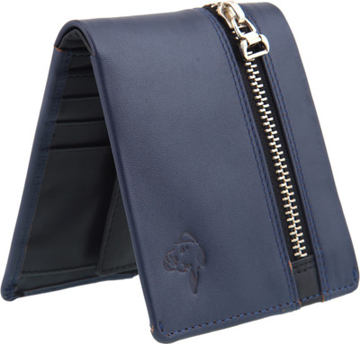 

MATHANI Men Blue Genuine Leather Wallet(8 Card Slots)
