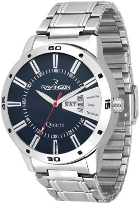 ravinson 1702SM04D New Day n Date Stainless Steel Blue Dial Watch  - For Men   Watches  (Ravinson)