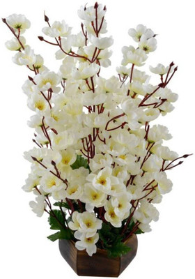 

paradise para-flw-70 White Magnolia Artificial Flower with Pot(12 inch, Pack of 1)
