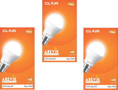 

clair 7 W Standard B22 LED Bulb(White, Pack of 3)