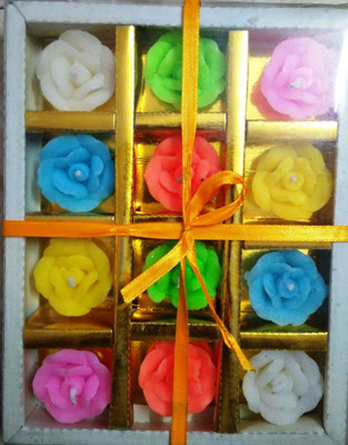 

GOLDENSTONE Rose Blossom Floating Candles Pack of 12pcs Candle(Multicolor, Pack of 12)