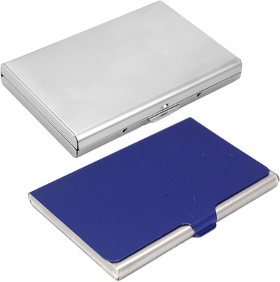 

Stealodeal Blue Stainless Steel With Silver Metal Debit/Credit 10 Card Holder(Set of 2, Blue, Silver)
