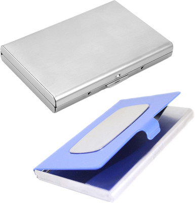 

Stealodeal Blue-Silver Stainless Steel With Silver Metal Debit/Credit 10 Card Holder(Set of 2, Blue, Silver)