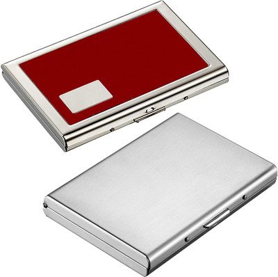 

Stealodeal Silver High Quality Metal With Red Debit/Credit Atm|Combo of 2| 6 Card Holder(Set of 2, Silver, Red)