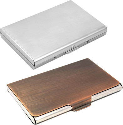 

Stealodeal Rose Gold Stainless Steel With Silver Metal Debit/Credit 10 Card Holder(Set of 2, Maroon, Silver)