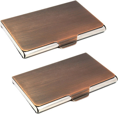 

Stealodeal Rose Gold Stainless Steel (Pack of 2) 10 Card Holder(Set of 2, Maroon)