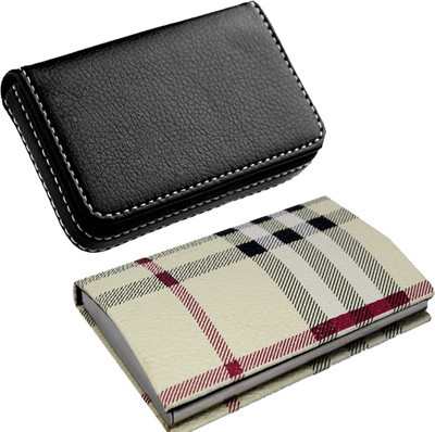 

Stealodeal Multicolor Velvet Touch High Quality Steel Visiting With Soft Leatherite 10 Card Holder(Set of 2, Multicolor, Black)
