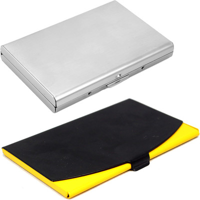 

Stealodeal Black-Yellow Stainless Steel With Silver Metal Debit/Credit 10 Card Holder(Set of 2, Black, Yellow, Silver)