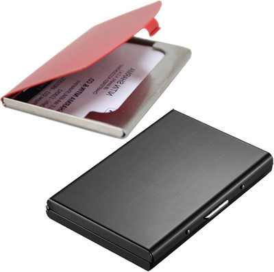

Stealodeal Full Black Metal Limited Edition With Red Stainless Steel 6 Card Holder(Set of 2, Black, Red)