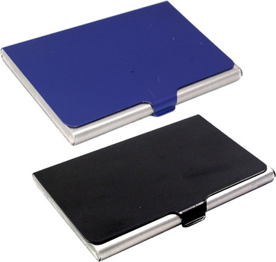 

Stealodeal Black and Blue Stainless Steel |Combo of 2| 10 Card Holder(Set of 2, Black, Blue)