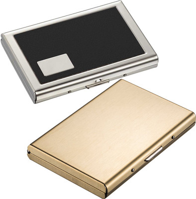 

Stealodeal Full Gold Metal Limited Edition With Black Debit/Credit Atm|Combo of 2| 6 Card Holder(Set of 2, Gold, Black)