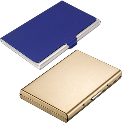 

Stealodeal Full Gold Metal Limited Edition With Blue Stainless Steel 6 Card Holder(Set of 2, Gold, Blue)