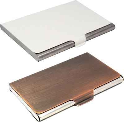 

Stealodeal Rose Gold and White Stainless Steel |Combo of 2| 10 Card Holder(Set of 2, Maroon, White)