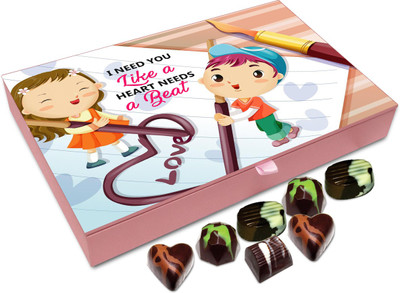 

Chocholik Gift Box - I Need You Like A Heart Needs A Beat Chocolate Box - 12pc Truffles(144 g)