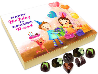 

Chocholik Gift Box - Happy Birthday To The Most wonderful Friend Chocolate Box - 20pc Truffles(240 g)