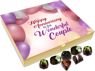 

Chocholik Gift Box - Happy Anniversary To The Wonderful Couple Chocolate Box - 20pc Truffles(240 g)