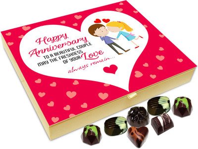 

Chocholik Gift Box - Happy Anniversary To The Beautiful Couple Chocolate Box - 20pc Truffles(240 g)