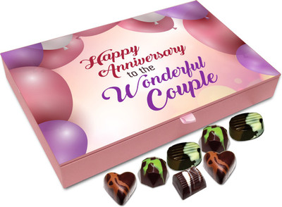 

Chocholik Gift Box - Happy Anniversary To The Wonderful Couple Chocolate Box - 12pc Truffles(144 g)