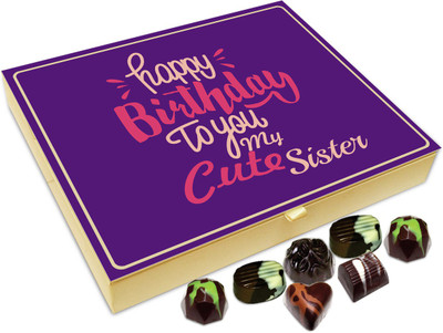 

Chocholik Gift Box - Happy Birthday To My Cute Sister Chocolate Box - 20pc Truffles(240 g)