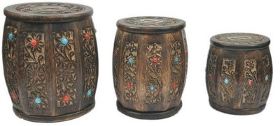 

VAS Collection Home Stone Money ( Set Of 3 ) Coin Bank(Brown)