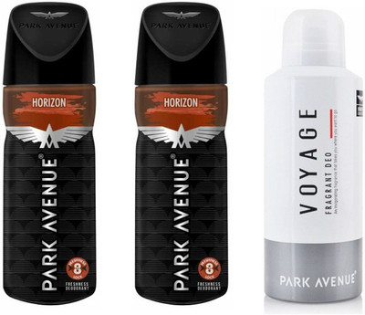 

Park Avenue 2 Horizon and 1 Voyage Deodorant Combo Pack of 3 Deodorant Spray - For Men(390 ml, Pack of 3)