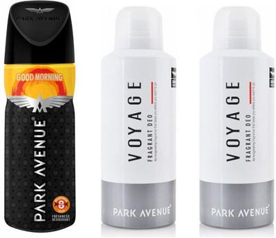 

Park Avenue 1 Good Morning and 2 Voyage Deodorant Combo Pack of 3 Deodorant Spray - For Men(390 ml, Pack of 3)